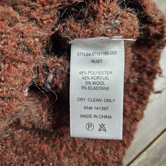 Astr the Label Sweater Sz Medium M Oversized Rust Balloon Sleeve Wrap Wool Blend - Picture 4 of 6